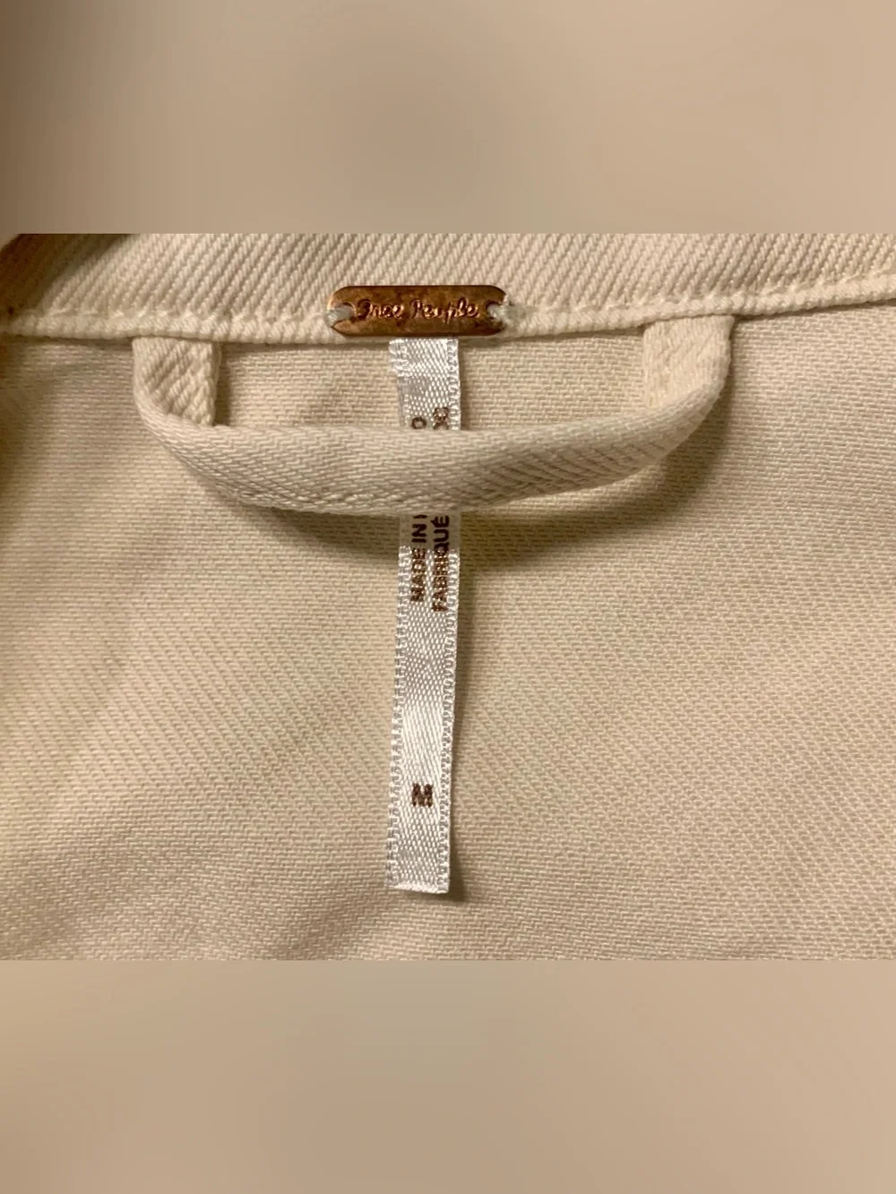 Free People Cropped Cream Jean Jacket - M